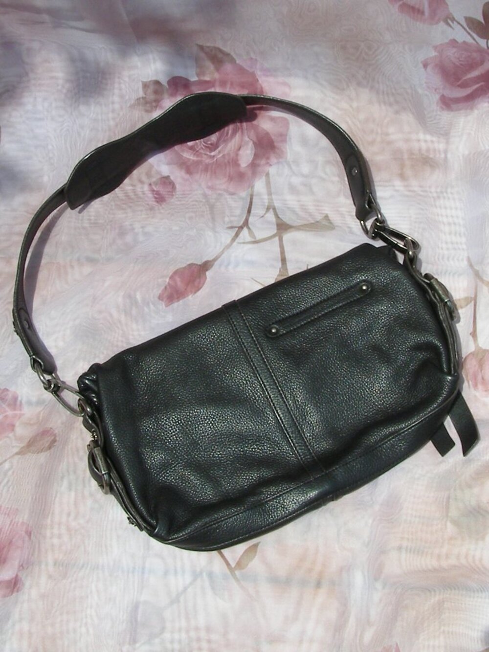 $218 EUC B. MAKOWSKY pebbled leather black Shoulder bag/Clutch - Picture 4 of 16